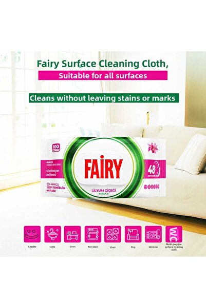 Fairy 100-Pack of Surface Cleaning Towels - Lily Flower