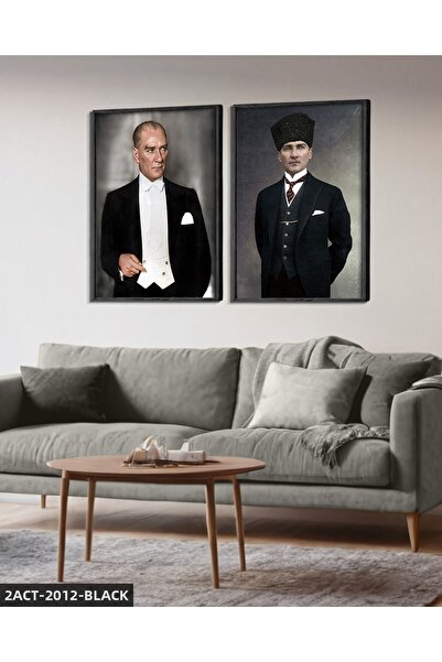 Evinemoda Mustafa Kemal Atatürk 2 Piece Wooden Framed Painting Act