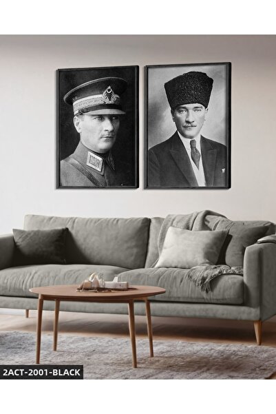 Evinemoda Mustafa Kemal Atatürk 2 Piece Wooden Framed Painting Act