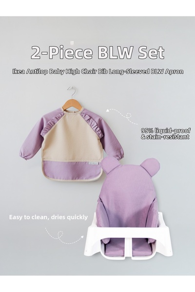 Dear Deer Love 2-Piece Blw Feeding Set - Baby High Chair Cushion and Long Sle...