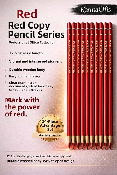 KarmaOfis Red Headed Pen Set of 24 17.5 cm – Professional Red Copy Pen for Of...