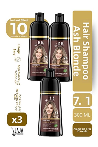 Jaja Ash Brown Hair Pigment Shampoo 7.1 |   300 ml X 3 Pieces & Contains Vita...