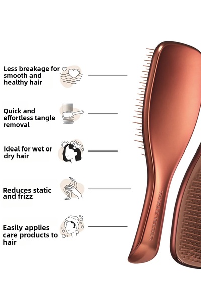 Tangle Teezer Ultimate Detangler Chrome Choc Bronze Hair Brush-Comb for Wet & Dry Straight and Curly Hair