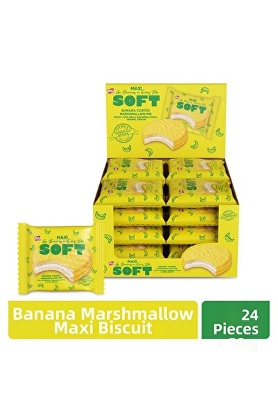 Bifa بسكويت ناعم بنكهة الموز والمارشميلو حجم كبير 50 جرام × 24 قطعة