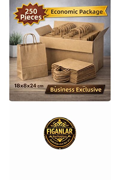 figanlar ambalaj 18x8x24 cm Dimensiune mică Kraft geantă 250 bucăți Pachet Bu...