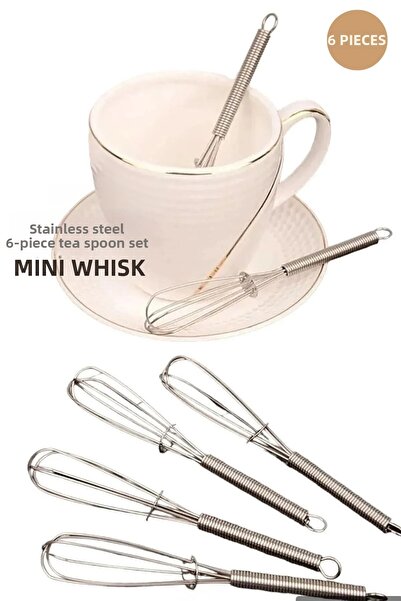 HB LİFE 6-Piece Mini Whisk Set |   Beater-Shaped Teaspoon Kitchen Snack Set