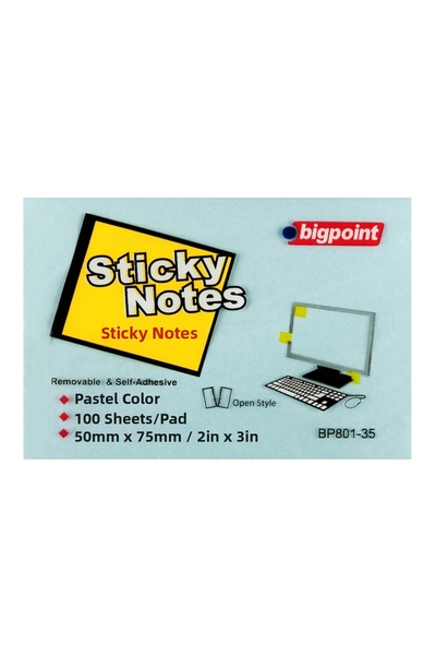 Bigpoint Лепящи се бележки 75x50 мм сини x 12 листа