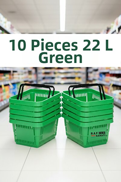 Raf Sanatı 10 Pcs / 22 Liters Plastic Grocery Shopping Basket Professional Gr...