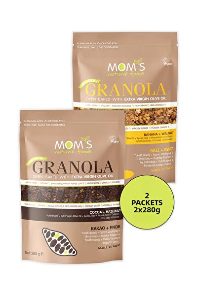 Mom's Natural Foods عبوة من قطعتين من الجرانولا - موز وجوز 280 جرام - كاكاو و...