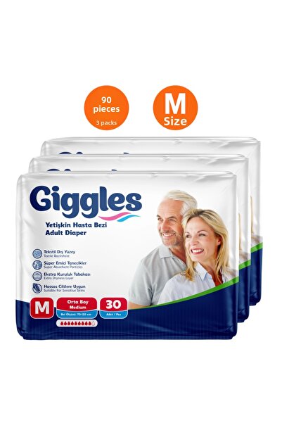 giggles Adult Bel Tie-Detail Patient Diapers Medium - 90 Pieces