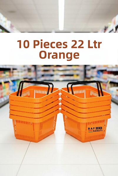 Raf Sanatı 10 قطع / 22 لتر سلة تسوق بلاستيكية احترافية للسوق، سلة يدوية للتسو...