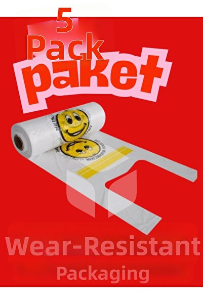 yorulmaz ambalaj Smiling Face Printed Large Size Roll Bags, Pack of 5 – Durab...