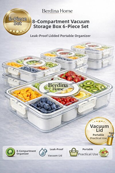 Berdina Home 6-Piece Lock Lid 8-Compartment Portable Storage Container Breakf...