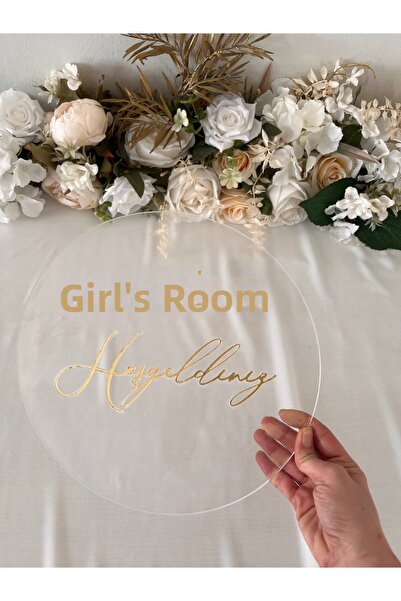 LE FANTASİA Plexiglass Door Decoration - Round Model - Transparent with Gold ...