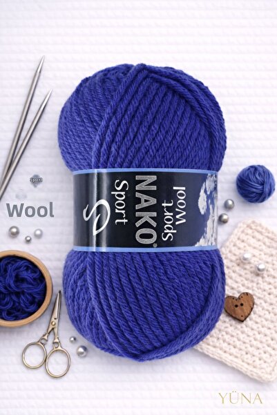 NAKO Sport Wool Thick Knitting Yarn 25% Y Wool 10472 S Cobalt Blue