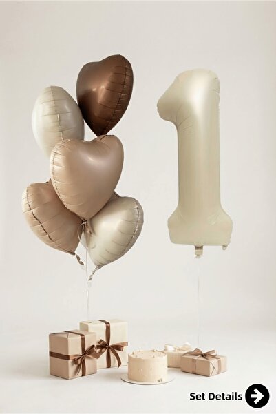 Bunloon Retro 1 Year Old Number Foil Balloon Set of 6