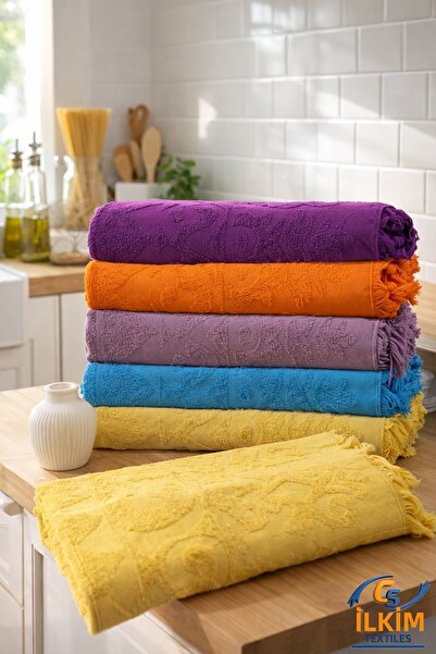 cs ilkim Fringed Bath Towels / Set of Cotton Bath Towels 100*150 cm (6 Colors)