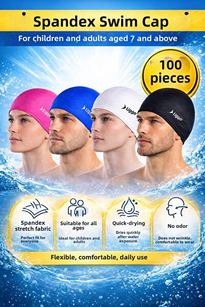 Liggo 100 قطعة قماش قابل للتمدد قبعات سباحة قماشية للبيع بالجملة، قبعات حمام ...
