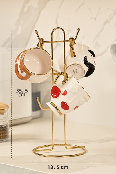 Edora Home Suport pentru pahare din aur cu 6 compartimente, cană, organizator...