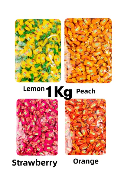 KMS HOME Kent Şeker Tofy Mixed Candy Orange 250 Gr - Strawberry 250 Gr - Lemo...