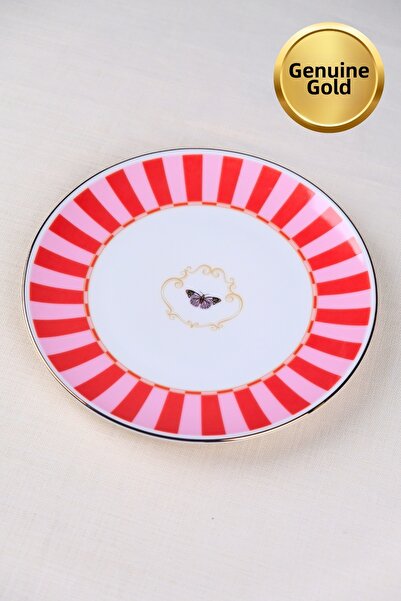tabakevi Tabak Evi Porcelain Butterfly Collection Gold Gilded Cake Plate Red ...