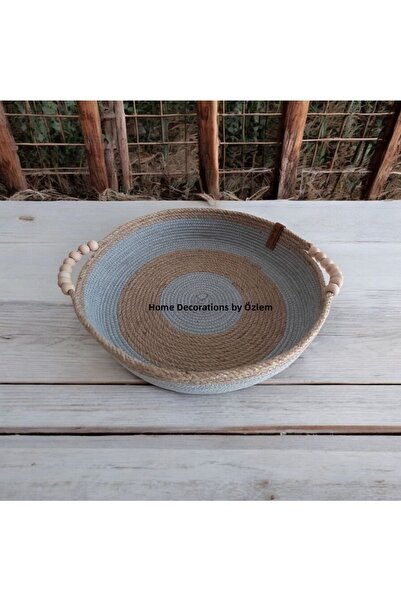 home decors by özlem Wicker Basket Basket with Handles Beaded Basket Organize...