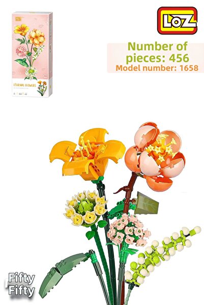 Loz باقة زهور للزينة والجمع، طقم صنع نموذج زهرة مكون من 456 قطعة FFLZ-1658