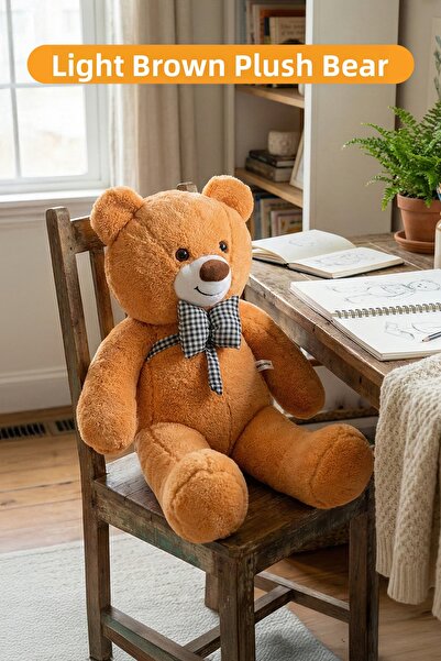 ROZİTOYS دمية دب ناعمة بحجم كبير 80 سم مع ربطة عنق