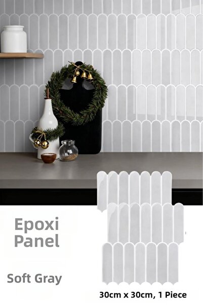 Renkli Duvarlar 30×30cm Soft Gray Epoxy 1 Piece 3D Adhesive Wall Covering Pan...