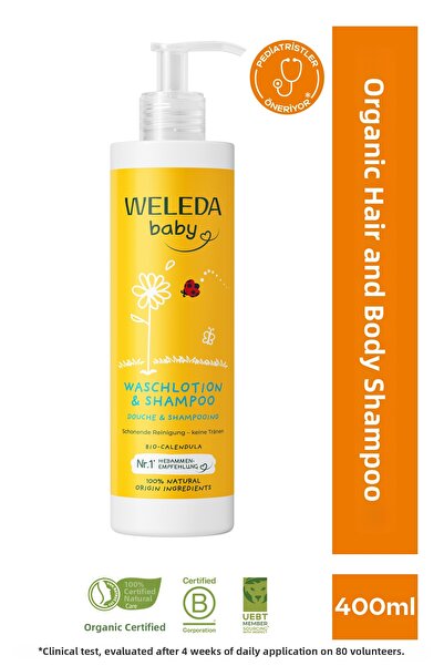 Weleda شامبو عضوي للشعر والجسم بخلاصة الآذريون 400 مل