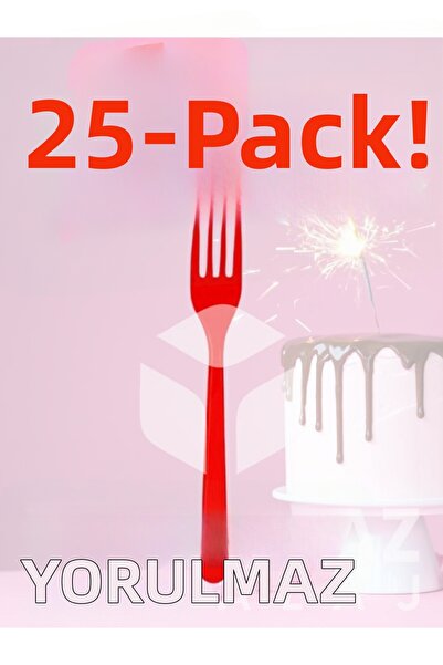 yorulmaz ambalaj ✨ شوك بلاستيكية حمراء من هابي بارتي، عبوة من 25 قطعة - للاست...