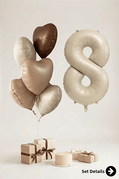 Bunloon Retro 8 Year Old Number Foil Balloon Set of 6