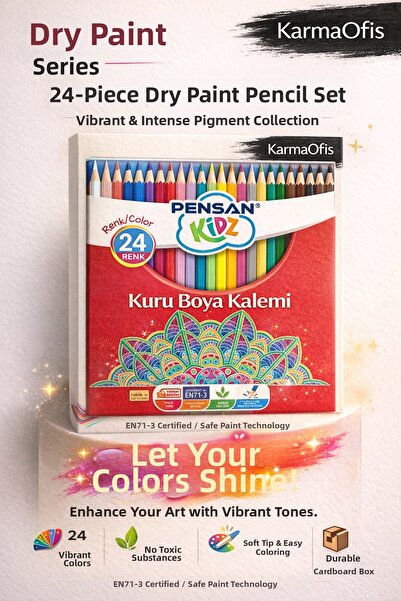 KarmaOfis Kuruboya Crayons 24-Pack – Vibrant Colors, Soft Tip, Ideal for Chil...