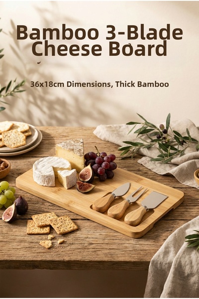 ERKUGO لوح تقديم من الخيزران، شوكة - ملعقة - طقم سكاكين، لوح تقطيع، صينية تقديم