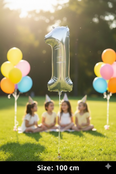 Deniz Party Store 40 بوصة 100 سم (1) بالون فويل رقم فضي رمادي