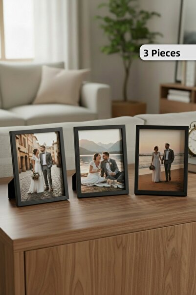 Zevahir Home 3 Pcs Rectangular Aesthetic Photo Frame with Stand