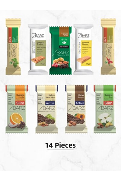Zbarz حزمة تجريبية متنوعة نباتية. ألواح البروتين والطاقة (14 قطعة)