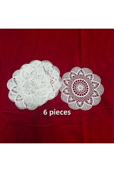 Petek Collection 6-Piece Lace Knitted Round Model Cover Set 100% Handmade, Do...
