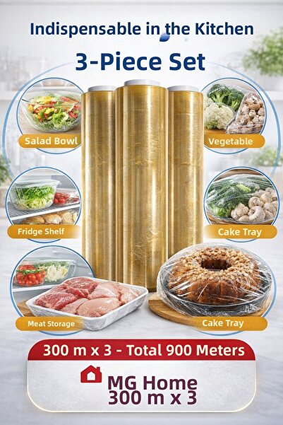 VENON 3 قطع ❤️   300 متر × 30 سم ❤️   فيلم تغليف الطعام القابل للتمدد ❤️ ذهب ...