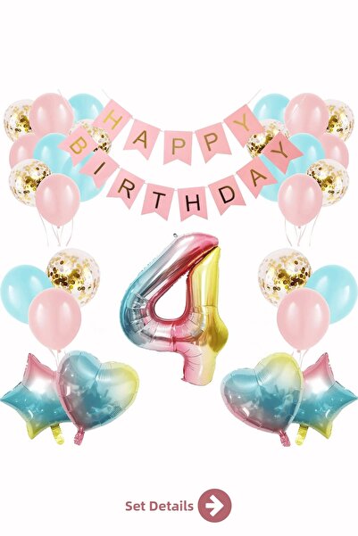 Bunloon 4 Year Old Birthday Balloon Set Happy Birthday Party Decorations