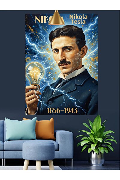 KanvasSepeti Nikola Tesla, celebru pictură în ulei de înaltă calitate, textur...
