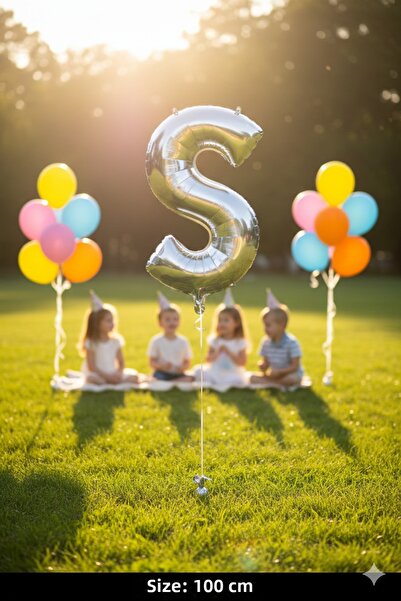 Deniz Party Store بالون فويل مقاس 40 بوصة 100 سم (صغير) باللون الرمادي الفضي