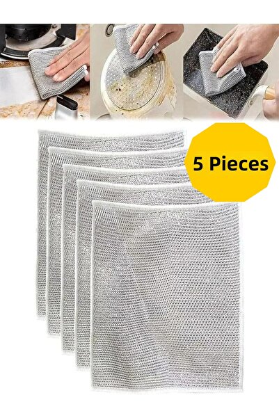 TOPALAKTİCARET 5 bucăți cârpă de curățare din sârmă inox, cârpă igienă pentru...