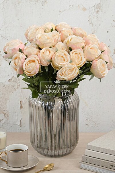 Yapay Çiçek Deposu Artificial Flower 9-Piece Polite Luxury Gonca Rose Branch ...