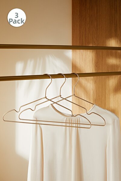 Ocean Home Textile 3 buc. Umeraș pentru haine din metal auriu, cuier pentru h...