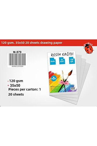 mr.paper 35X50 cm Picture Paper - 120 Gr. 20-Pack of Thick-Textured Drawing a...