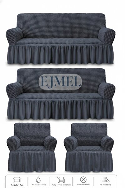 EJMEL 3+3+1+1 Bürümcük Sofa Cover Sofa Cover, Sofa Cover Pieces in Total, 4 P...