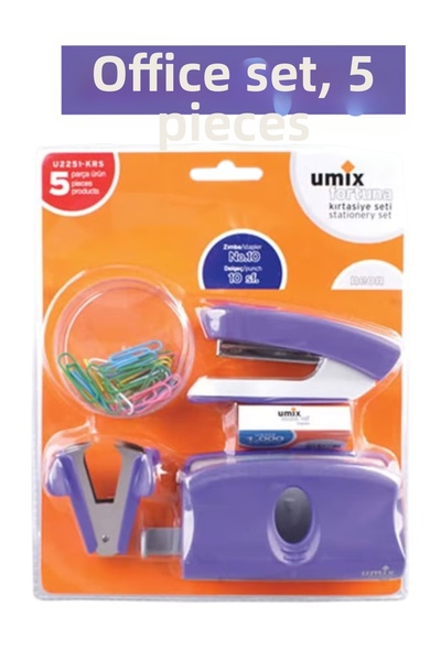 SEYFİKİRTASİYE Office desk supplies set stapler hole punch umix 5 piece