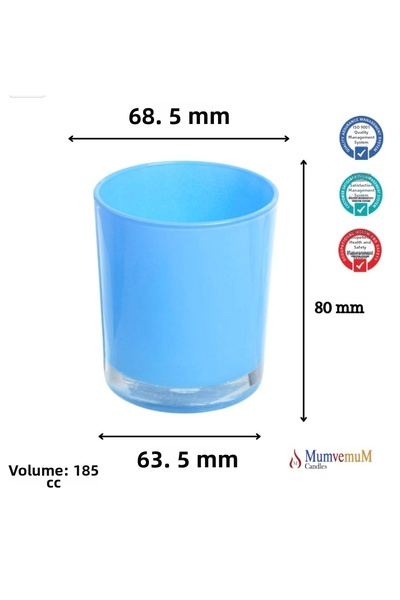 İV BLUE PURPLE 6 Pieces Light Blue Pastel Color Glass Candle Holder - Interio...