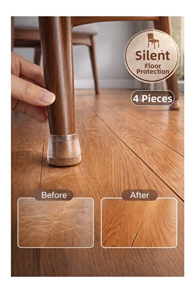 Kitchen Dream 4 قطع من أغطية أقدام الكراسي المصنوعة من السيليكون الشفاف المبط...